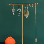 Jewelry Stand Display Necklace Holder T-Bar Plated Metal Tabletop Jewelry Tower For Earring