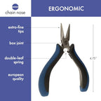 The Beadsmith Ergonomic Chain Nose Pliers – 5 inches (127mm) – Comfortable Ergonomic Grip, Double-Leaf Springs & Polished Steel Head – Extra-Fine Tips for Precision to Medium Level Work - style: Chain Nose