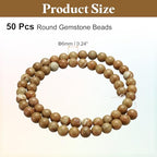 HARFINGTON 50pcs Natural Stone Beads 6mm Wooden Grain Yellow Gemstone Round Gemstone Stone Loose Beading Real Genuine Smooth Balls Bead for Jewelry Making Bracelets Necklace Earrings DIY - color: Wooden Grain Yellow Gemstone, size: 6mm