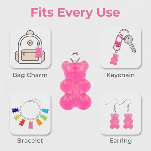 Keychain Charms Bulk 30pcs mixed Cute 3D Charms for Keychain Making for Bracelet Earring Jewelry Making DIY Crafts Includes Animal Food Fruit Flower Designs - color: Bear Mix