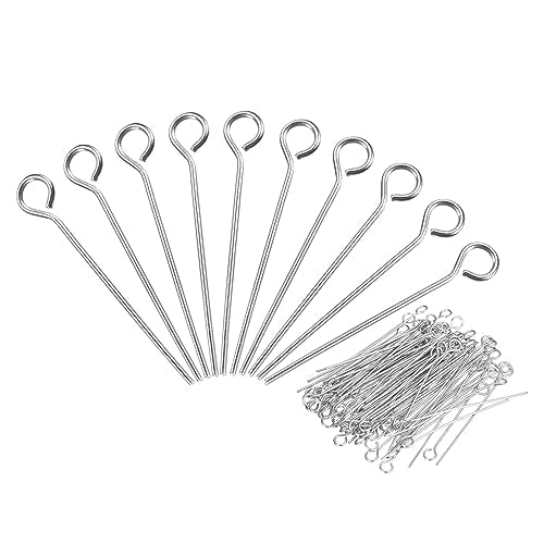 PATIKIL 200Pcs 304 Stainless Steel Jewelry Eye Pins 22mm 22 Gauge Silver Open Eye Pins for Jewelry Making DIY Craft Necklaces Bracelets Earrings - color: Silver, size: 22mm