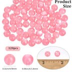 1 Box 120PCS 8MM Pink Resin Round Beads with Holes Imitation Cat Eye Transparent Smooth Shiny Cats Eyes Spacer Loose Valentine Bead for Jewelry Making Necklaces Bracelets Diy Craft Supplies - color: Pink