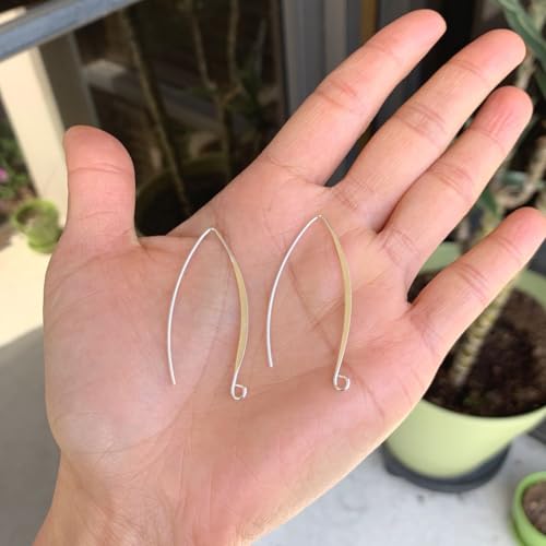 Adabele 100pcs Hypoallergenic Long V Shape Marquise Earring Hooks 45mm Sterling Silver Plated Ear Wire (Strong Wire 0.9mm/19 Gauge) DIY Craft Earrings Jewelry Making250-S - color: Silver