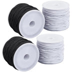 4 Rolls 1MM 80 Yards Elastic String Cords Round Sturdy Stretchy Black White Soft Fibre Beading Thread Art Sewing Accessories Cord for Jewelry Making Necklace Bracelet Adult Diy Craft Supply - size: 1mm