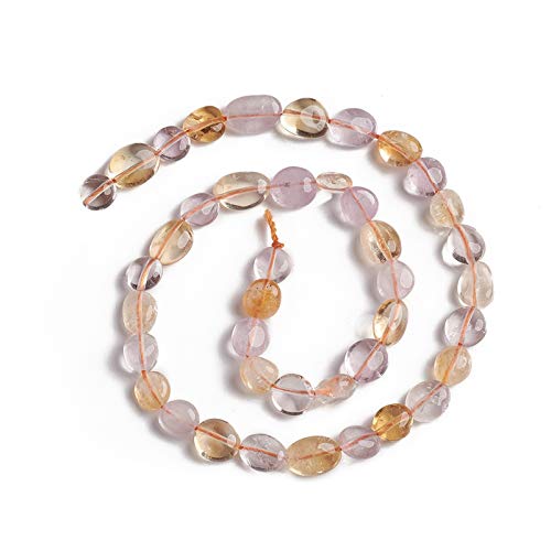 Craftdady 33Pcs Faceted Oval Natural Amethyst Citrine Stone Beads Mixed Teardrop Gemstone Loose Beads Energy Healing Crystal Stone 10-15x7.5-11.5mm for Jewelry Necklace Bracelet Earring Making - color: Amethyst & Citrine