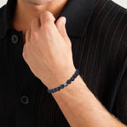 RANKEEF Tiger Eye Bracelet For Men 8MM Natural Stone Stretch Adjustable Black Crystal Beaded Bracelet for Men Women Gifts - color: 2,gray,lava rock bracelet