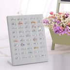 KUKUVR Velvet L-Shaped 50 Slots Ring Earring Holder Display Stand, jewelry Ring Earring Organizer Case Tray for Women & Selling Show (Grey) - color: Grey