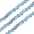 Elecrelive 40Pcs 10mm Flower Glass Beads Gold Sand Lampwork Beads Turquoise Floral Round Crystal for DIY Bracelet Necklace Earring Jewelry Making - color: Pale Turquoise
