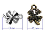 Heather's cf Four Leaf Clover Silver Leaf Beads 100-150 Pcs Leaves Craft Antique Leaf Charms for Crafting Leaf Pendant Charm for Necklace Bracelet Earring Making Fall Leaf Beads Set - color: Mixed Clover