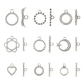 54 Pcs Antique Silver Toggle Clasps Alloy OT Toggle Jewelry Clasps Flower & Ring & Heart T-Bar Closure Clasp Fastener IQ End Connectors for DIY Necklace Bracelet Jewelry Making - color: Alloy-Heart/Flower/Ring