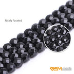 GEM-Inside 4mm Natural Black Tourmaline Gemstone Loose Beads Faceted AAA Grade Crystal Energy Stone Power Beads for Jewelry Making 15" - color: Black Tourmaline, size: 4mm