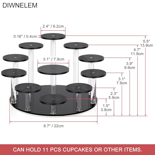 Round Jewelry Stand Acrylic Display Riser Stands Dessert Tower Display Tower for Watch,Jewelry,Rings,Earrings,Mini Figurines,Cupcakes(Black,11Tier) - size: Black-11 Tier
