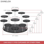 Round Jewelry Stand Acrylic Display Riser Stands Dessert Tower Display Tower for Watch,Jewelry,Rings,Earrings,Mini Figurines,Cupcakes(Black,11Tier) - size: Black-11 Tier