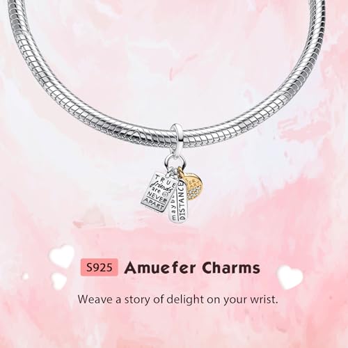 Love Family Friendship Graduation Mothers Nurses Day S925 Bead Pendant Charms for Pandora Bracelets Necklaces, Gifts Women, for Anniversary Birthday Valentines Day Christmas, Silver Gold - style: Friendship Triple Dangle Charms