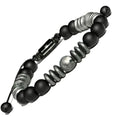 Mens Beaded Bracelet - Stone Jewelry, Black Onyx Hematite Bracelets, Mens Accessories, Adjustable - style: Dark Matter 8mm