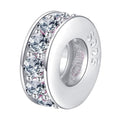 Clip Stopper Charms Sterling Silver Rondelle Spacer Bead Charm Stopper Charm for Pandora Charm Bracelets - color: White（1pcs）