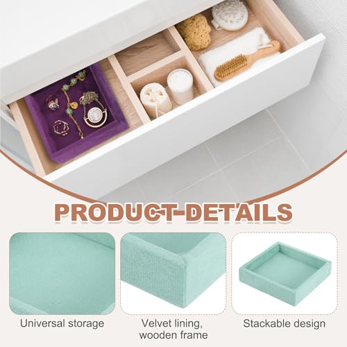 uxcell Stackable Jewelry Storage Tray, Empty Tray Drawer Organizer, Small Display Box for Earrings, Necklaces, Rings and Bracelets, Teal - color: Teal