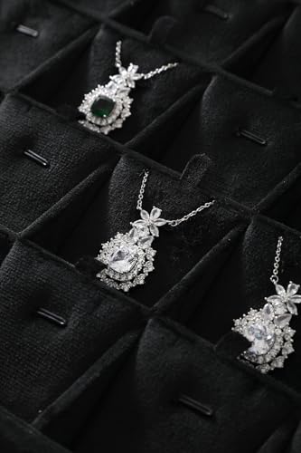 Stackable Jewelry Trays, Velvet Earring Box,Premium Necklace Box,Luxury Jewelry Display Case,Black Pendant Trays - color: Black, size: 24 Grid Pendant Tray