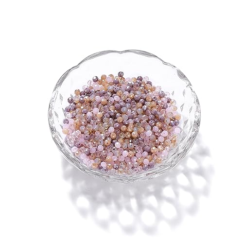 St.Kunkka Crystal Glass Beads for Jewelry Making, 1000pcs 4mm Small Briolette Faceted Rondelle Crystal Beads Austria Loose Spacer Beads for DIY Women Bracelet Necklace (Pink and Purple) - color: Pink and Purple