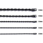 Fiusem 18K Gold Plated Rope Chain for Men, 18K Gold Plated/Black Chain Necklace, Stainless Steel Necklace for Men and Women, Jewelry Gifts - size: 18 Inches, style: Black 2.5mm