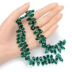 200pcs Czech 12mm Faceted Teardrop Briolette Crystal Glass Loose Beads Pendant Drop Spacer Bulk Emerald Green for DIY Jewelry Making CCT2-24 - color: Emerald Green, size: 12x6mm - 200pcs
