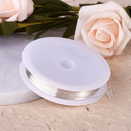 1 Roll 82.02 Feet(25m) 32 Gauge Round Copper Jewelry Bendable Wire Long-Lasting Plated Jewelry Wire Soft Artistic Wires Copper Metal Beading for Jewelry Making Crafts,Silver Color Plated - color: 32 Gauge,Silver Color Plated