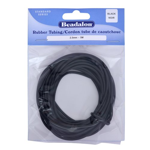 Beadalon Rubber Tubing 2.5mm Black, 5-Meter