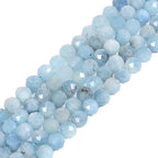 6mm Aquamarine Faceted Gemstone Round Loose Beads Strand 15.5-16" DIY Jewelry Making - color: Aquamarine