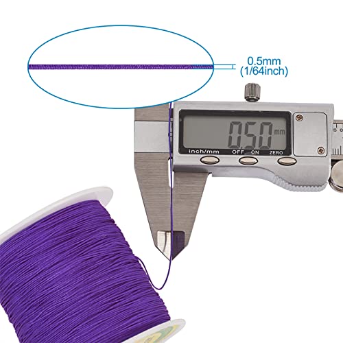Pandahall 150 Yards Nylon Beading Cord 0.5mm Braided Nylon Thread String Chinese Knotting Cord with Plastic Spool for DIY Craft Jewelry Making (DarkViolet)