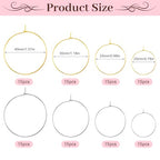 120Pcs Earring Hoops for Jewelry Making Mix Sizes Round Earring Beading Hoops Open Earring Wire Ring Accessories Jewelry Hoops for Jewelry Making DIY Craft (Gold,Silver)