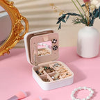 6Pcs PU Leather Small Travel Jewelry Case Organizer Storage, Bridesmaid Gifts Jewelry Box with Mirror for Women Girls