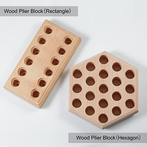 Wooden Pliers Organizer - Hexagon Pliers Rack with 19 Holes - Beech Wood - Brown - 5 x 5 x 0.88 inches - Indoor Use - Tabletop Mounting - No Assembly Required - style: Hexagon