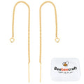 Beebeecraft 1 Box 10Pcs 18K Gold Plated Threader Earrings with 925 Sterling Silver Pins Pull Through Threaded Long Chain Drop Tassel with Loop 3.34inch for Jewelry Making - color: Golden, size: 85mm