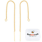 Beebeecraft 1 Box 10Pcs 18K Gold Plated Threader Earrings with 925 Sterling Silver Pins Pull Through Threaded Long Chain Drop Tassel with Loop 3.34inch for Jewelry Making - color: Golden, size: 85mm