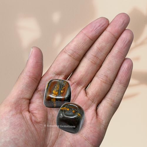 Amazing Gemstone Iron Tiger Eye Crystal Tumbled Stones Polished Rocks - Natural Gem Stones for Healing - DIY Crystals for Protection (1 Piece) - color: Iron Tiger Eye