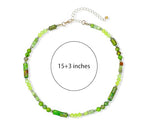 Elisheva Natural Stone Choker Necklace for Women, Boho Natural Emperor Jasper Stone Lace Agate Beaded Crystal Necklace, Gemstone Jewelry Gift for Her - style: Green/Choker