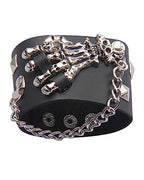 GelConnie Leather Cuff Bracelet Punk Braided Bracelets Rock Leather Wristbands Faux Mens Leather Bracelet Gothic Viking Bangle Adjustable Wrap Bracelet for Women,Men - color: Black Skull Leather Bracelets