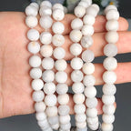Stone Beads, 60pcs Matte White Quartz, 6mm Round Loose Beads for Jewelry Making, Bracelets, with Bag, String & Card - color: Matte White Quartz, size: 6mm