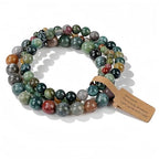 3Pcs Healing Crystal Turquoise Bracelets for Women Men 8mm 6mm 4mm Natural Stone Beaded Stretch Bracelet Jewelry Gifts for Women Girl - color: T6-Indian Agate