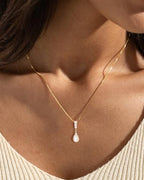 Pearl Necklace for Women- 14K Gold-plated/White Gold-plated Dainty Pearl Necklace for Women - color: Gold CZ pearl 374