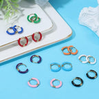 SUNNYCLUE 1 Box 18Pcs Huggie Hoop Earrings Huggie Hoop Earring Findings 16Mm Round Ear Hook Colorful 304 Stainless Steel Ear Hooks for Jewelry Making Accessories DIY Crafts Gifts Women Adult Supplies - style: Style 1