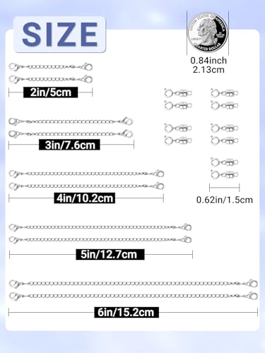 Evnlo Necklace Extender and Magnetic Necklace Clasp,Silver Chain Extenders for Necklaces Bracelet Jewelry - color: 20Pcs Silver