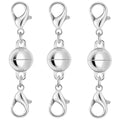 925 Silver Double Lobster Magnetic Necklace Clasps, Magnetic Necklace Clasps and Closures, Double Lobster Clasp Magnetic Jewelry Clasps for Necklaces (3pcs Silver) - color: 3pcs silver