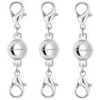 925 Silver Double Lobster Magnetic Necklace Clasps, Magnetic Necklace Clasps and Closures, Double Lobster Clasp Magnetic Jewelry Clasps for Necklaces (3pcs Silver) - color: 3pcs silver
