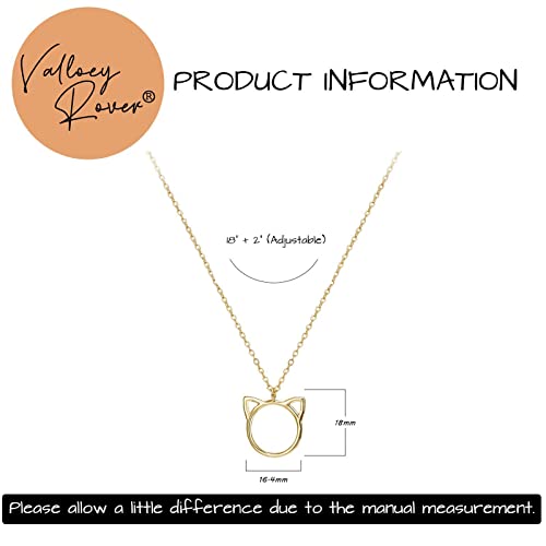 Valloey Rover Gold Necklace for Women 14K Gold Plated Circle Cubic Zirconia Pendant Necklace Dainty Twist Rope Chain Necklace Simple Jewelry Gift for Women - style: Gold-Cat