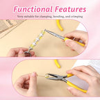 Mini Needle Nose Pliers Set, 2Pcs Needle Nosepliers for Jewelry Making, Yellow Jewelry Chain Nose Plier, Small Craft Plier with Smooth Jaw and Comfort Grip Handle for Wire Bending Object Graspi - color: Yellow
