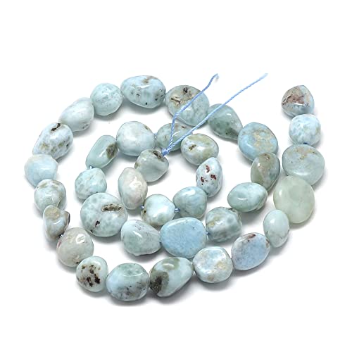 30-45Pcs/Strand Natural Larimar Beads 15.7" Irregular Nuggets Stone Beads 8-15mm Gemstones Loose Spacer Bead for DIY Bracelet Necklace Jewelry Making Crafting - color: Larimar