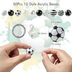 DanLingJewelry 50Pcs Random 20mm Acrylic Round Football Sport Theme Soccer Ball Bubblegum Beads for Bracelet Jewelry Making - color: 50pcs - football