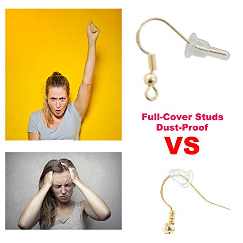 Clear Silicone Earring Backs - 150 Pcs / 75 Pairs Hypoallergenic Secure Push-Back Earring Stoppers for Stud Earrings, 10x6mm Full-Cover Studs Dust-Proof… - color: Silicon Full Style