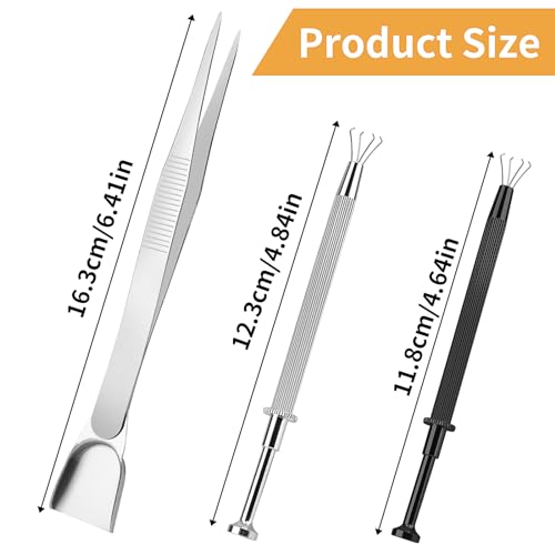 3Pcs Grabber Tool Holder Set Jeweler's Pick Up Sprinkle Pen Jewelry Tweezers 4 Claw Piercing Ball with Prongs Diamond Claw Precision Stainless Steel For Tiny Objects IC Chip Electronic Components - color: Black
